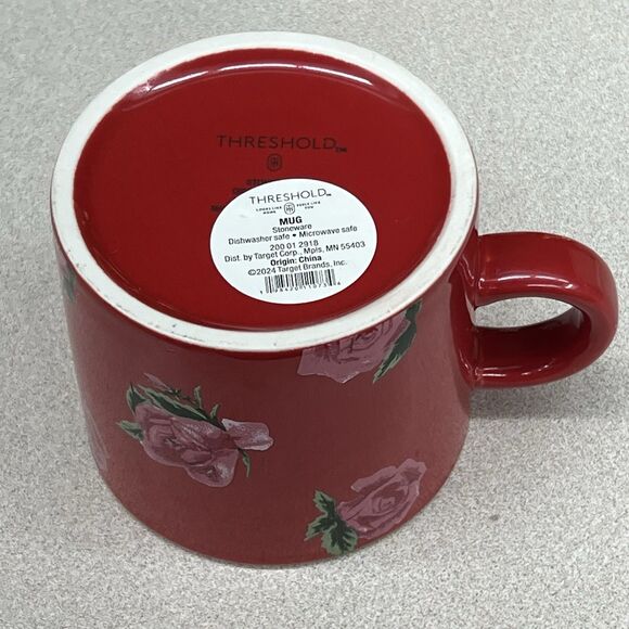 You Are Beautiful 16oz Stoneware Coffee Mug Red Roses Threshold Plant Lover Gift - Picture 9 of 10